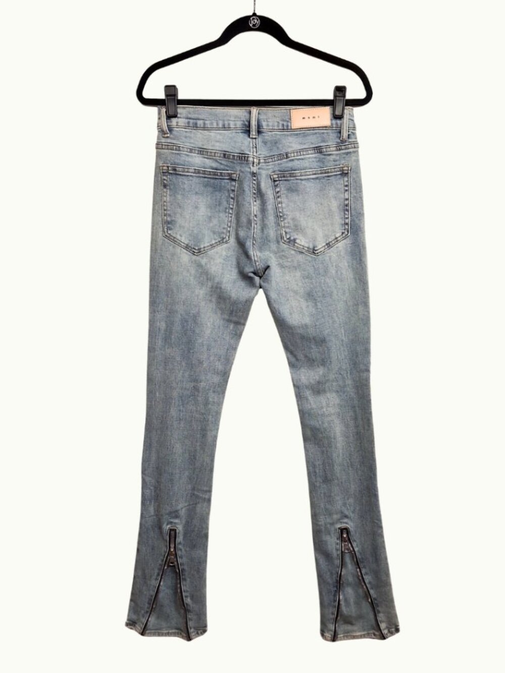 MNML Zipper Back Men's Jeans Light Blue Wash Slim Leg 30